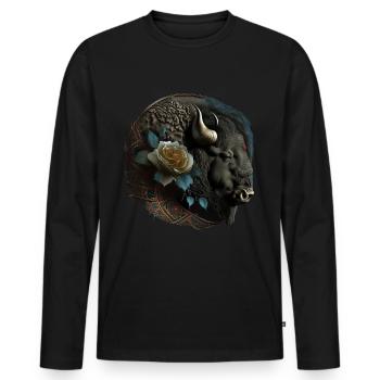 Bison - Men's Premium Organic Long Sleeve Shirt - black - Front - Nico (187cm)