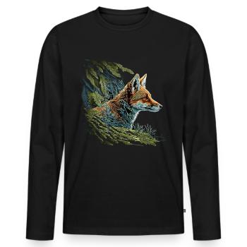 Fuchs Tierliebhaber Tierisch Tier Geschenkidee - Männer Premium Bio Langarmshirt - Schwarz - Vorne - Nico (187cm)