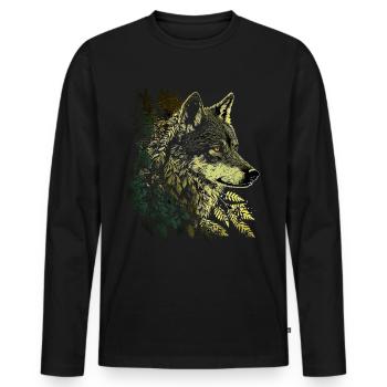Wolf Geschenk Heulende Wölfe Tier Tiermotiv Jagd - Männer Premium Bio Langarmshirt - Schwarz - Vorne - Nico (187cm)
