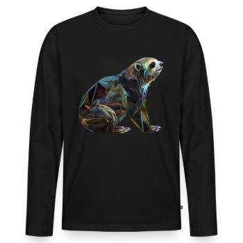 Faultier Polygon Faultierliebhaber Tier Geschenk - Männer Premium Bio Langarmshirt - Schwarz - Vorne - Nico (187cm)