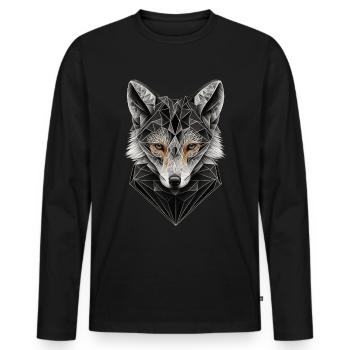 Fox Polygon Foxes Cadeau Art Animal Zoo Motif - T-shirt manches longues Premium bio Homme - noir - Devant - Nico (187cm)
