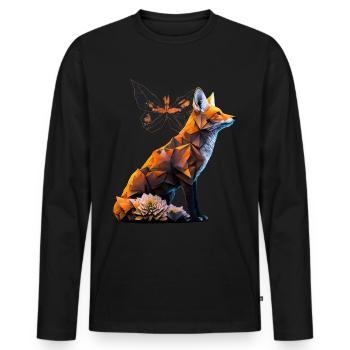 Fuchs Schmetterling Polygon Kunst Geschenk Tier - Männer Premium Bio Langarmshirt - Schwarz - Vorne - Nico (187cm)