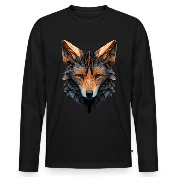 Fox Polygon Animal Face Art Gift Animals - Men's Premium Organic Long Sleeve Shirt - black - Front - Nico (187cm)