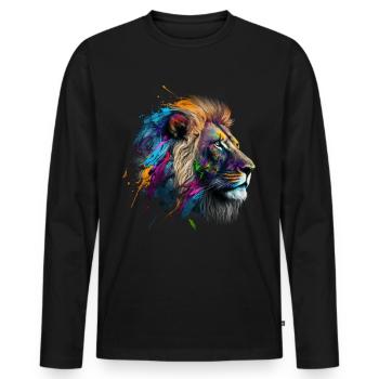 Löwe Kunst Geschenk Kunstwerk Tier Tiermotiv - Männer Premium Bio Langarmshirt - Schwarz - Vorne - Nico (187cm)