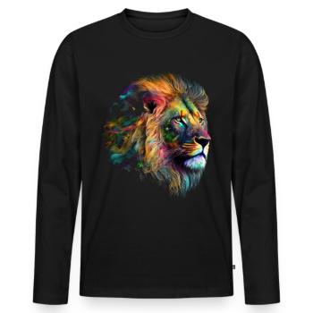 Löwe Kunst Geschenk Kunstwerk Tier Tiermotiv - Männer Premium Bio Langarmshirt - Schwarz - Vorne - Nico (187cm)