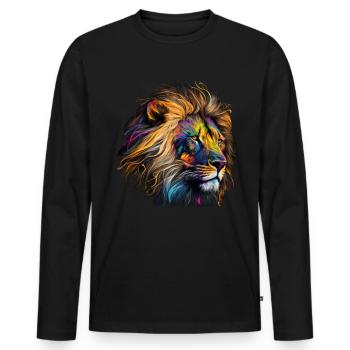 Leo Art Gift Artwork Animal Animal Motif - Men's Premium Organic Long Sleeve Shirt - black - Front - Nico (187cm)