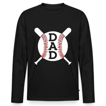 PAPA BASEBALL DAD VATERTAG - Männer Premium Bio Langarmshirt - Schwarz - Vorne - Nico (187cm)