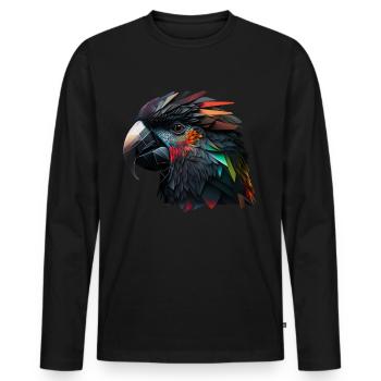 Parrot Bird Colorful Bird Motif Gift Animal - Men's Premium Organic Long Sleeve Shirt - black - Front - Nico (187cm)
