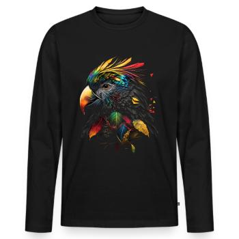 Papagei Vogel Bunt Vogelmotiv Geschenk Tier - Männer Premium Bio Langarmshirt - Schwarz - Vorne - Nico (187cm)