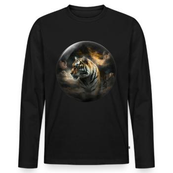 Tiger Glas Kugel Wolke Raubkatze Geschenk Kunst - Männer Premium Bio Langarmshirt - Schwarz - Vorne - Nico (187cm)
