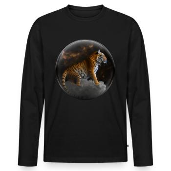 Tiger Glass Animal Cloud Big Cat Gift Art - Men's Premium Organic Long Sleeve Shirt - black - Front - Nico (187cm)