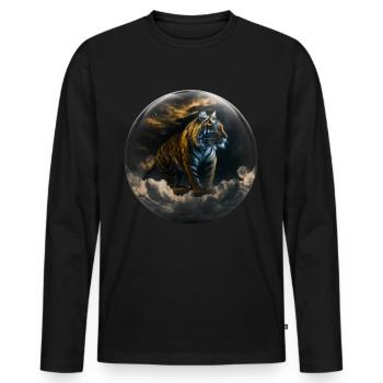 Tiger Glas Kugel Wolke Raubkatze Geschenk Kunst - Männer Premium Bio Langarmshirt - Schwarz - Vorne - Nico (187cm)