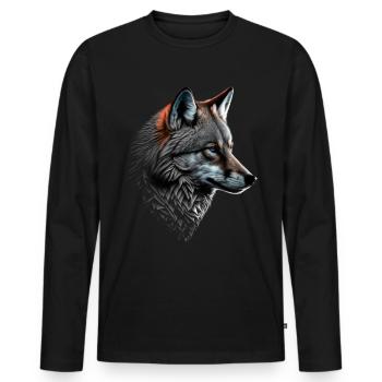 Wolf und Fuchs gemischt, Kunst Kopf Tier Geschenk - Männer Premium Bio Langarmshirt - Schwarz - Vorne - Nico (187cm)