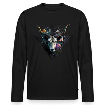 Chèvre Fleurs Art Cadeau Chèvre Animal Ferme - T-shirt manches longues Premium bio Homme - noir - Devant - Nico (187cm)