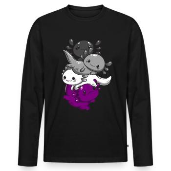 Subtil Asexual Kawaii Axolotl Pride Flag - T-shirt manches longues Premium bio Homme - noir - Devant - Nico (187cm)