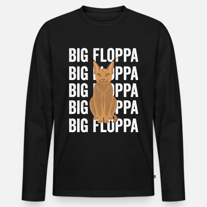 Big Floppa Caracal Cat Meme - Men's Premium Organic Long Sleeve Shirt - black