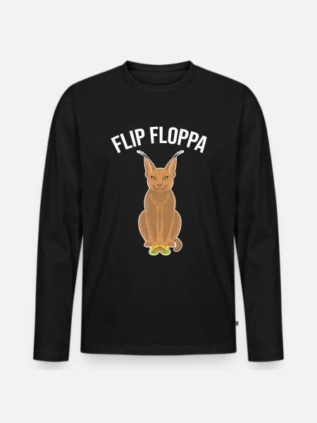 Big Floppa Caracal Cat Meme - Men's Premium Organic Long Sleeve Shirt - black