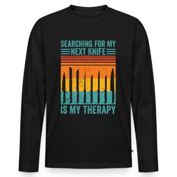 Knife Collector Knife Collecting - Men's Premium Organic Long Sleeve Shirt - black - Front - Nico (187cm)