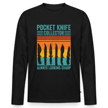 Knife collector - Men's Premium Organic Long Sleeve Shirt - black - Front - Nico (187cm)
