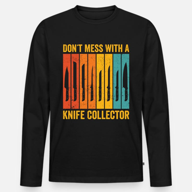 Lustiges Messersammeln - Männer Premium Bio Langarmshirt - Schwarz