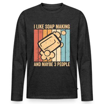 Fabricant de savon amusant - T-shirt manches longues Premium bio Homme - anthracite chiné - Devant - Nico (187cm)