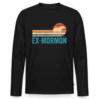 Ex Mormon Tapir Cheval LDS Rétro Exmo - T-shirt manches longues Premium bio Homme - noir - Devant - Nico (187cm)