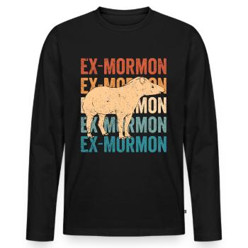 Ex Mormon Tapir Cheval LDS Rétro Exmo - T-shirt manches longues Premium bio Homme - noir - Devant - Nico (187cm)