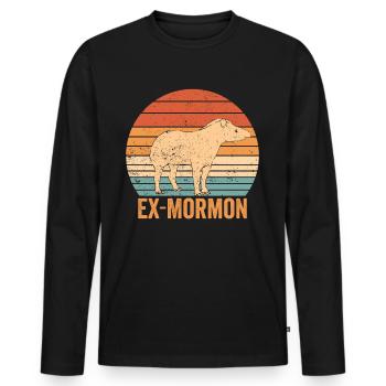 Ex Mormon Tapir Cheval LDS Rétro Exmo - T-shirt manches longues Premium bio Homme - noir - Devant - Nico (187cm)