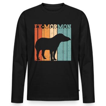 Ex Mormon Tapir Cheval LDS Rétro Exmo - T-shirt manches longues Premium bio Homme - noir - Devant - Nico (187cm)
