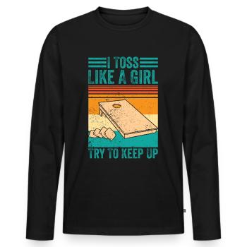 Lustiges Cornhole Corn Hole - Männer Premium Bio Langarmshirt - Schwarz - Vorne - Nico (187cm)