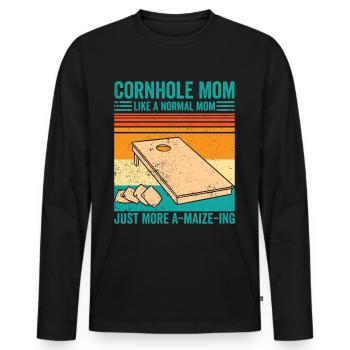 Funny Cornhole Retro - Men's Premium Organic Long Sleeve Shirt - black - Front - Nico (187cm)