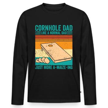 Funny Cornhole Retro - Men's Premium Organic Long Sleeve Shirt - black - Front - Nico (187cm)