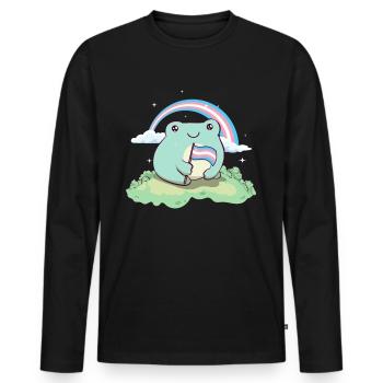 Fierté transgenre Grenouille drapeau trans LGBTQ subtile - T-shirt manches longues Premium bio Homme - noir - Devant - Nico (187cm)