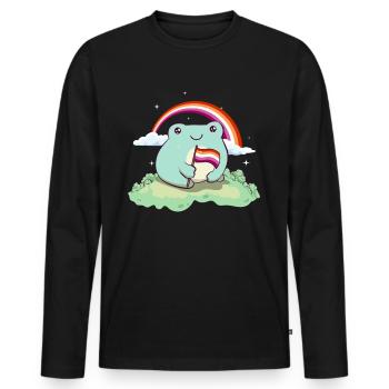 Lesbian Pride Flag Cute Frog Subtle LGBTQ - Men's Premium Organic Long Sleeve Shirt - black - Front - Nico (187cm)