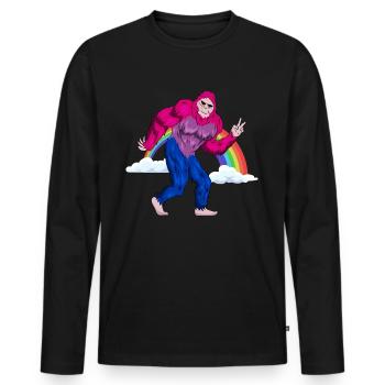 Bi Proud Bisexual Flag Bigfoot Subtle LGBTQ - Men's Premium Organic Long Sleeve Shirt - black - Front - Nico (187cm)