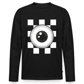 Weirdcore Aesthetic Schwarz Weiß Augapfel Kariert - Männer Premium Bio Langarmshirt - Schwarz - Vorne - Nico (187cm)