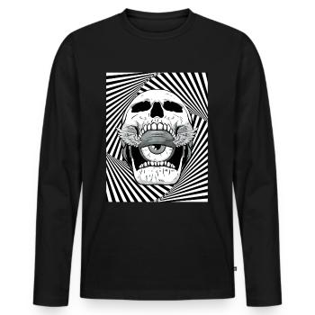 Weirdcore Ästhetischer Totenkopf Augapfel Flügel - Männer Premium Bio Langarmshirt - Schwarz - Vorne - Nico (187cm)