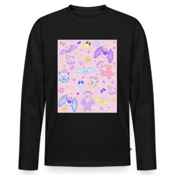 Weirdcore Ästhetik Pastell Goth Clowncore Kidcore - Männer Premium Bio Langarmshirt - Schwarz - Vorne - Nico (187cm)