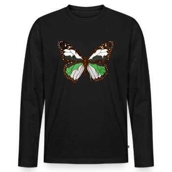 Demiromantique Fierté Drapeau Papillon Subtil L - T-shirt manches longues Premium bio Homme - noir - Devant - Nico (187cm)