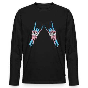 Transgender Pride Trans Flag Devil Horn Skeleton - T-shirt manches longues Premium bio Homme - noir - Devant - Nico (187cm)
