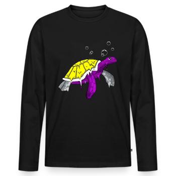 Nicht binär Stolz Flagge Meeresschildkröte Subtil - Männer Premium Bio Langarmshirt - Schwarz - Vorne - Nico (187cm)