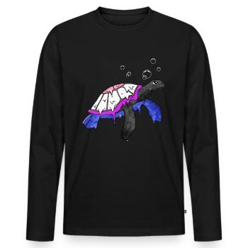 Gender Fluid Stolz Flagge Meeresschildkröte Subtil - Männer Premium Bio Langarmshirt - Schwarz - Vorne - Nico (187cm)