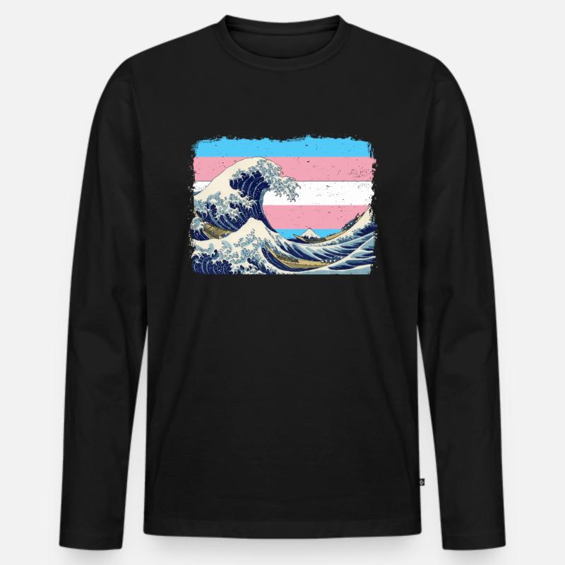Transgender Stolz Trans Flagge - Männer Premium Bio Langarmshirt - Schwarz