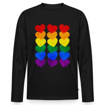 Gay Pride Rainbow Flag Hearts Subtil - T-shirt manches longues Premium bio Homme - noir - Devant - Nico (187cm)