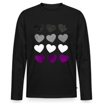 Asexual Pride Ass Flag Hearts Subtle LGBTQ - Men's Premium Organic Long Sleeve Shirt - black - Front - Nico (187cm)