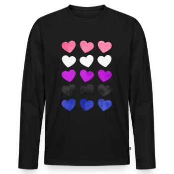 Gender Fluid Pride Flag Hearts Subtle LGBTQ - Men's Premium Organic Long Sleeve Shirt - black - Front - Nico (187cm)