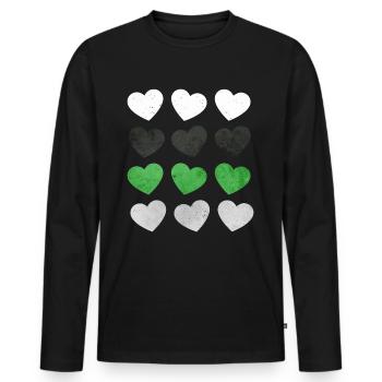 Demiromantic Pride Flag Hearts Subtil LGBTQ - T-shirt manches longues Premium bio Homme - noir - Devant - Nico (187cm)