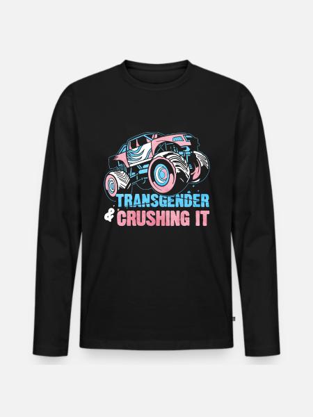 Transgender Pride Monster Truck - Men's Premium Organic Long Sleeve Shirt - black
