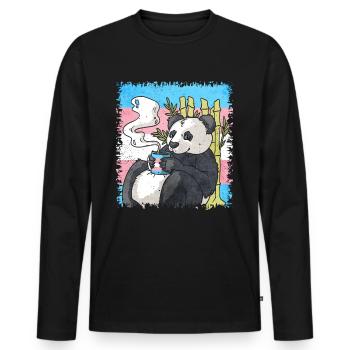 Transgender Pride Trans Flag Panda Coffee Sublte - T-shirt manches longues Premium bio Homme - noir - Devant - Nico (187cm)