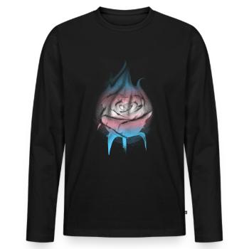 Fierté transgenre Drapeau trans brûlant Rose Sub - T-shirt manches longues Premium bio Homme - noir - Devant - Nico (187cm)